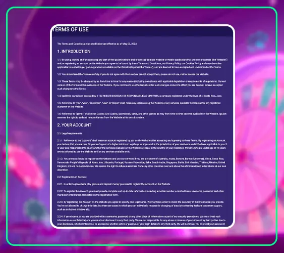 Prise de connaissance des conditions générales